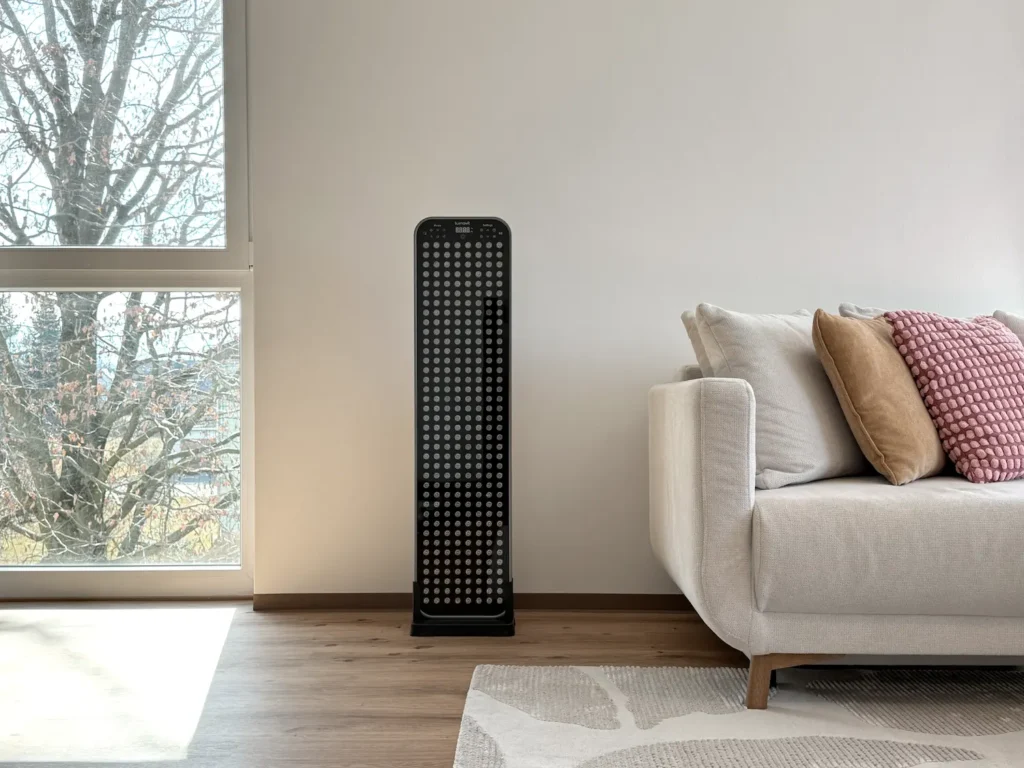 Lumavit Home Pro Red Light Therapy Device in the living room