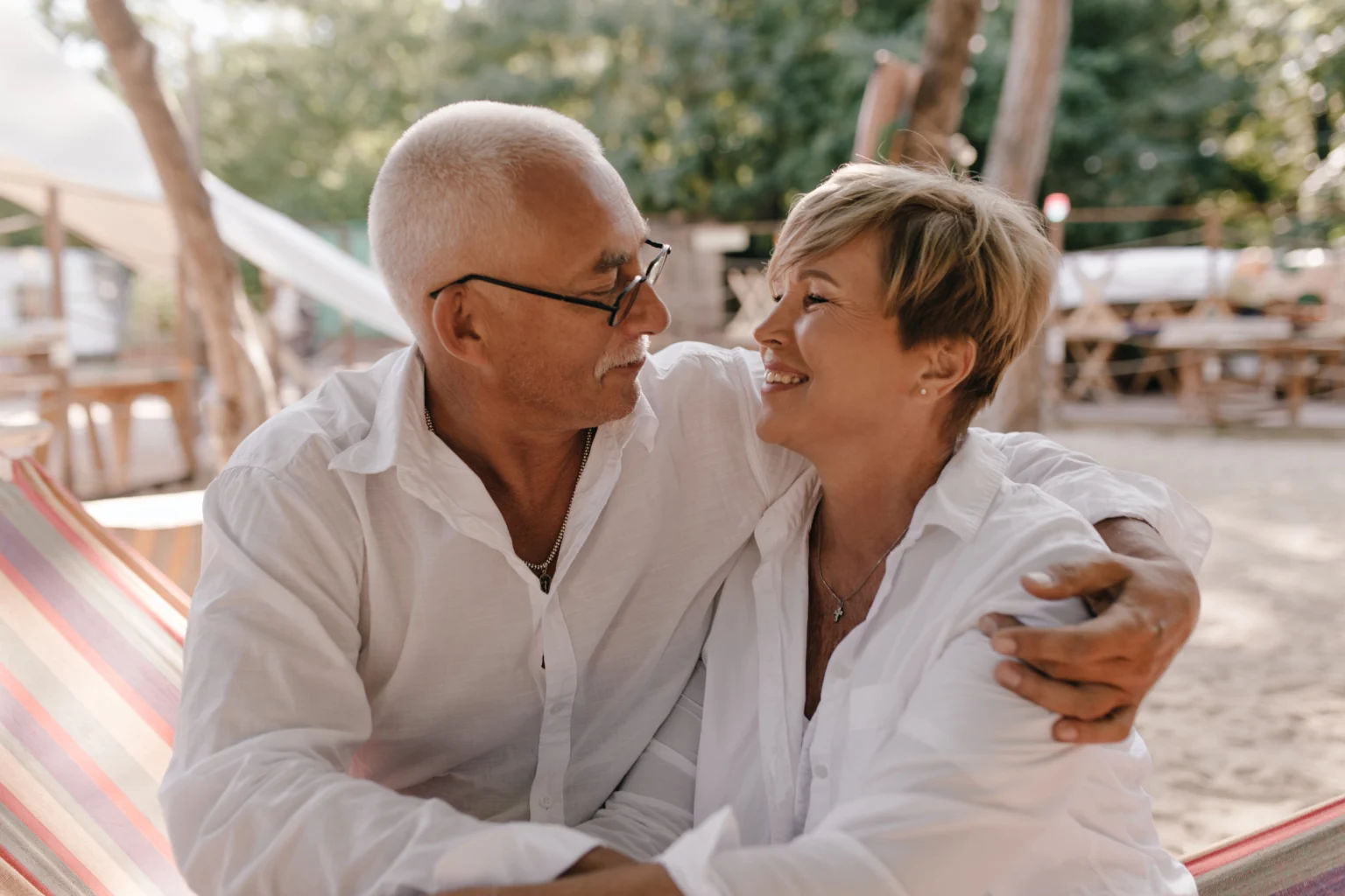 Elderly couple outdoors at the beach